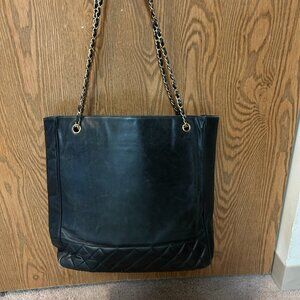 Chanel black leather tote - vintage
